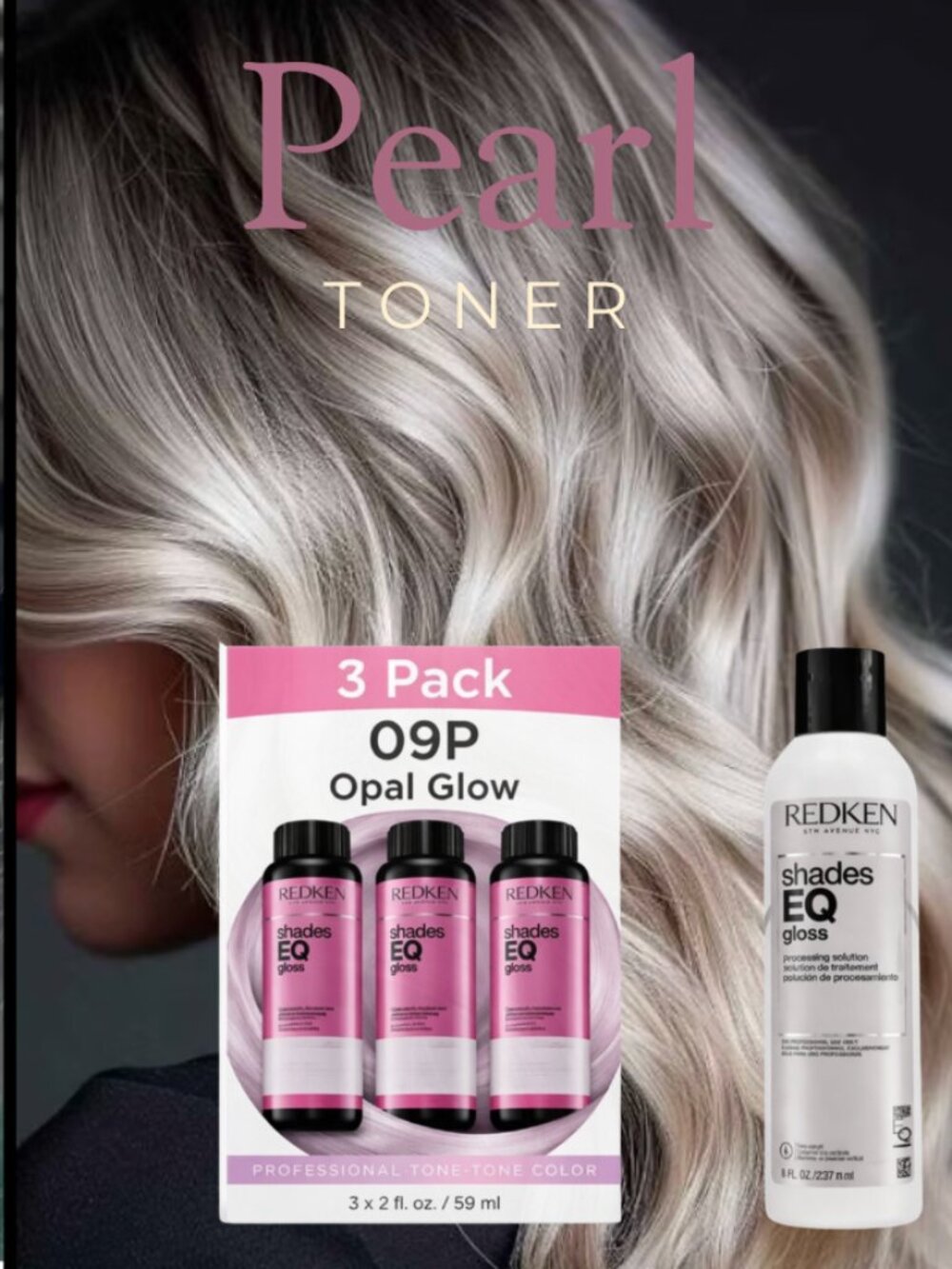 REDKEN Shades EQ Gloss 3-Pack – 9P Pearl Blonde + Processing Solution (8 oz)